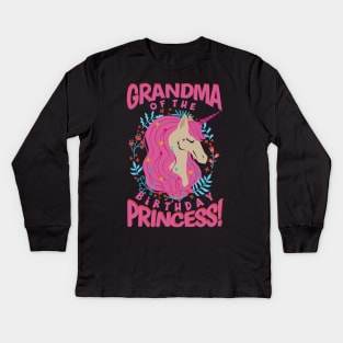 Grandma of the Birthday Princess Unicorn Kids Long Sleeve T-Shirt